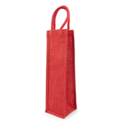 Jutowa torba na butelkę - czerwony (V7199-05)