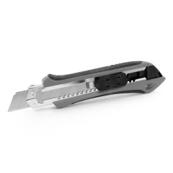 Nóż do tapet z mechanizmem zabezpieczającym, zapasowe ostrza w komplecie - szary (V7237-19)