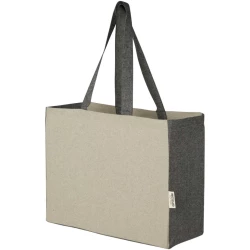 Pheebs torba na zakupy z płaskim dnem o pojemności 18 l z bawełny z recyklingu o gramaturze 190 g/m² i kontrastującymi bokami (12064406)