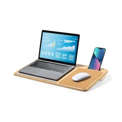 Bambusowy organizer na biurko, stojak na laptopa, stojak na telefon, korkowa podkładka pod mysz - neutralny (V0271-00)
