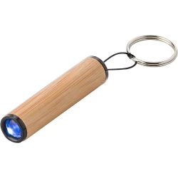 Bambusowa mini latarka, brelok do kluczy - brązowy (V4896-17)