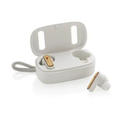 Bezprzewodowe słuchawki douszne TWS, plastik z recyklingu - white (P329.863)