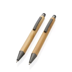 Bambusowy zestaw piśmienny, długopis i ołówek - brązowy (P611.109)