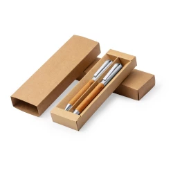 Zestaw piśmienny ze skóry z recyklingu, długopis i pióro kulkowe - neutralny (V1046-00)