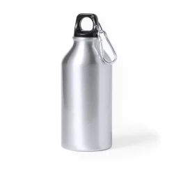 Butelka sportowa 400 ml z aluminium z recyklingu, karabińczyk - srebrny (V1065-32)