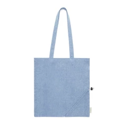 Torba na zakupy z bawełny z recyklingu, składana - niebieski (V1075-11)