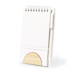Notatnik ok. B7 ze zrecyklingowanych kartoników po mleku, długopis, stojak na telefon - neutralny (V1099-00)