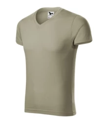 Slim Fit V-neck koszulka męska jasny khaki M (1462814)
