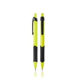 Długopis plastikowy z gumowym uchwytem - Fluorescent Yellow (IP13146172)