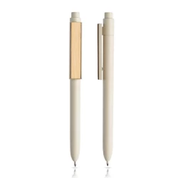 Długopis z włókna bambusowego z bambusowym klipem - Natural (IP13152080)