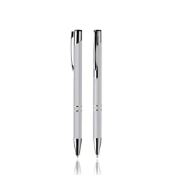 Długopis plastikowy z metalowym klipsem - Srebrny (IP13131890)