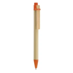 Długopis tekturowy z drewnianym klipsem - Pomarańczowy (IP13127432)