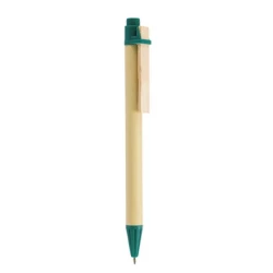Długopis tekturowy z drewnianym klipsem - Zielony (IP13127442)