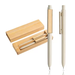 Zestaw piśmienny z włókna bambusowego - Natural (IP33037980)