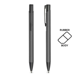 Długopis aluminiowy, gumowany - Ciemno szary (IP13149496)