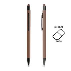 Długopis aluminiowy, gumowany, touch - Brązowy (IP13149637)