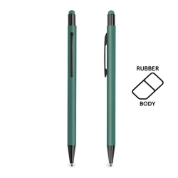 Długopis aluminiowy, gumowany, touch - Ciemno zielony (IP13149644)
