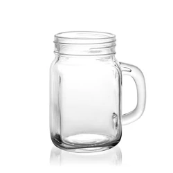 Szklany kubek-słoik z rączką, 450 ml - przeźroczysty (IP37052499)