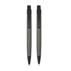 Zestaw piśmienny metalowy długopis i ołówek - Ciemno szary (IP33037396)