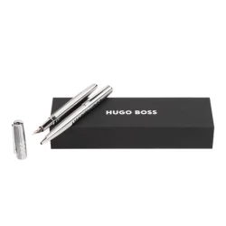 Zestaw upominkowy HUGO BOSS długopis i pióro wieczne - HSH2092B + HSH2094B - Srebrny (HPBP209B)