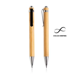 Bambusowy wieczny ołówek z metalowym klipem - Light Brown (IP29013738)