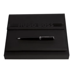 Zestaw upominkowy HUGO BOSS długopis i teczka A5 - HDM309A + HSN2544A - Czarny (HPBM309A)