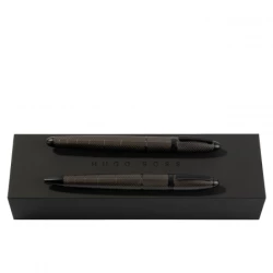 Zestaw upominkowy HUGO BOSS długopis i pióro wieczne - HSF1562D + HSF1564D - Ciemno szary (HPBP156D)