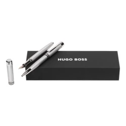 Zestaw upominkowy HUGO BOSS długopis i pióro wieczne - HSY2652B + HSY2654B - Srebrny (HPBP265B)