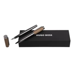 Zestaw upominkowy HUGO BOSS długopis i pióro wieczne - HSU3892X + HSU3894X - Brązowy (HPBP389X)