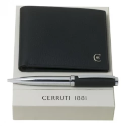 Zestaw upominkowy Cerruti 1881 długopis i portfel - NLM711A + NSU7114A - Czarny (NPBM711A)