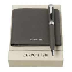 Zestaw upominkowy Cerruti 1881 długopis i portfel - NLM914X + NSG9144X - Szary (NPBM914X)
