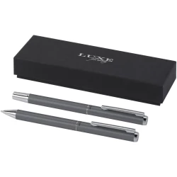 Lucetto zestaw upominkowy obejmujący długopis kulkowy z aluminium z recyklingu i pióro kulkowe (10783882)