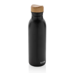 Butelka sportowa 600 ml, stal nierdzewna z recyklingu - czarny (P438.061)
