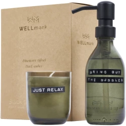 Wellmark Discovery dozownik mydła do rąk o pojemności 200 ml i zestaw świec zapachowych 150 g - o zapachu ciemnego bursztynu (12631164)