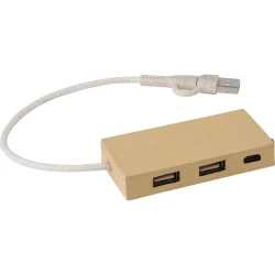 Hub USB 2.0 z kartonu z recyklingu - brązowy (V1227-16)