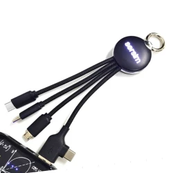Kabel z podświetlanym logo 4w1, RXD-368 - czarny (EG059903)