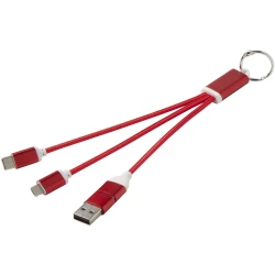 Metal kabel do ładowania 4 w 1 z aluminium z recyklingu z łańcuchem do kluczy (12438221)