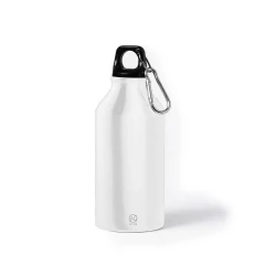 Butelka sportowa 400 ml z aluminium z recyklingu, z karabińczykiem - biały (V1065-02)
