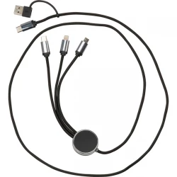 Kabel do ładowania 3 w 1, podświetlany - czarny - (34945-03)
