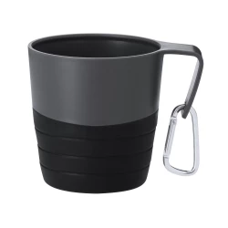 Składany kubek podróżny 340 ml z karabińczykiem - czarny (VA669-03)