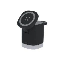 Magnetyczna ładowarka bezprzewodowa 15W z RABS, 3 w 1, stojak na telefon - czarny (VA603-03)