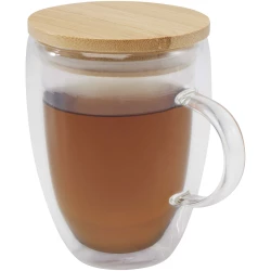 Szklany kubek Leona 350 ml z bambusową pokrywką (11341801)