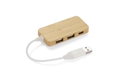 Rozdzielacz bambusowy HUB USB z wymienną wtyczką - RIVO (09170-17)