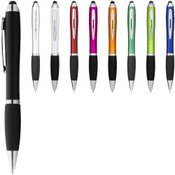 Długopis z kolorowym stylusem i czarnym uchwytem Nash (10690305)