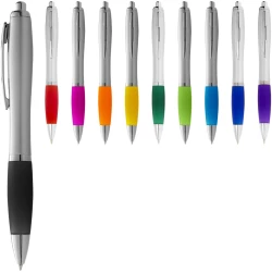 Długopis ze srebrnym korpusem i kolorowym uchwytem Nash (10707709)