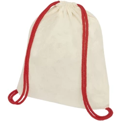 Plecak Oregon ściągany sznurkiem z kolorowymi sznureczkami, wykonany z bawełny o gramaturze 100 g/m² (12048902)